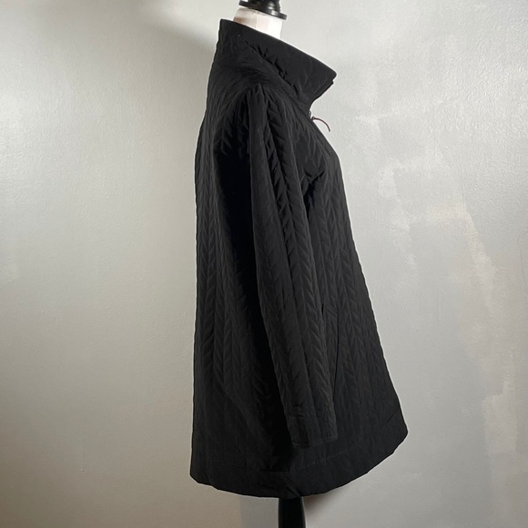 Black Burgundy Full Zip Up Quilted Reversible Straight Cut Long Sleeve Jacket L - Picture 9 of 9